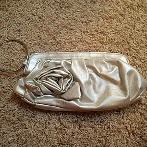 Silver handbag clutch purse