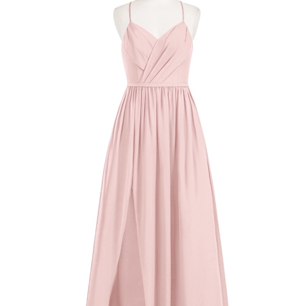 Cora bridesmaids dress by Azazie. Blushing pink 2
