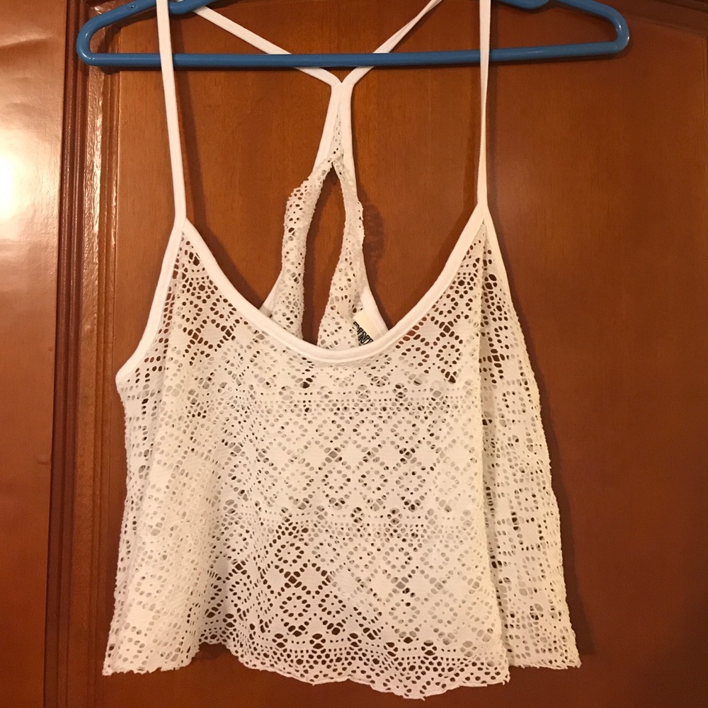 VS Pink Lace Crop Swimsuit Coverup