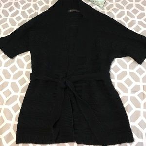 Banana Republic Black Cable-Knit Tie-Belt Cardigan