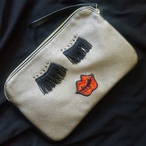 NWOT Betsey Johnson Silver Fancy Face Wristlet