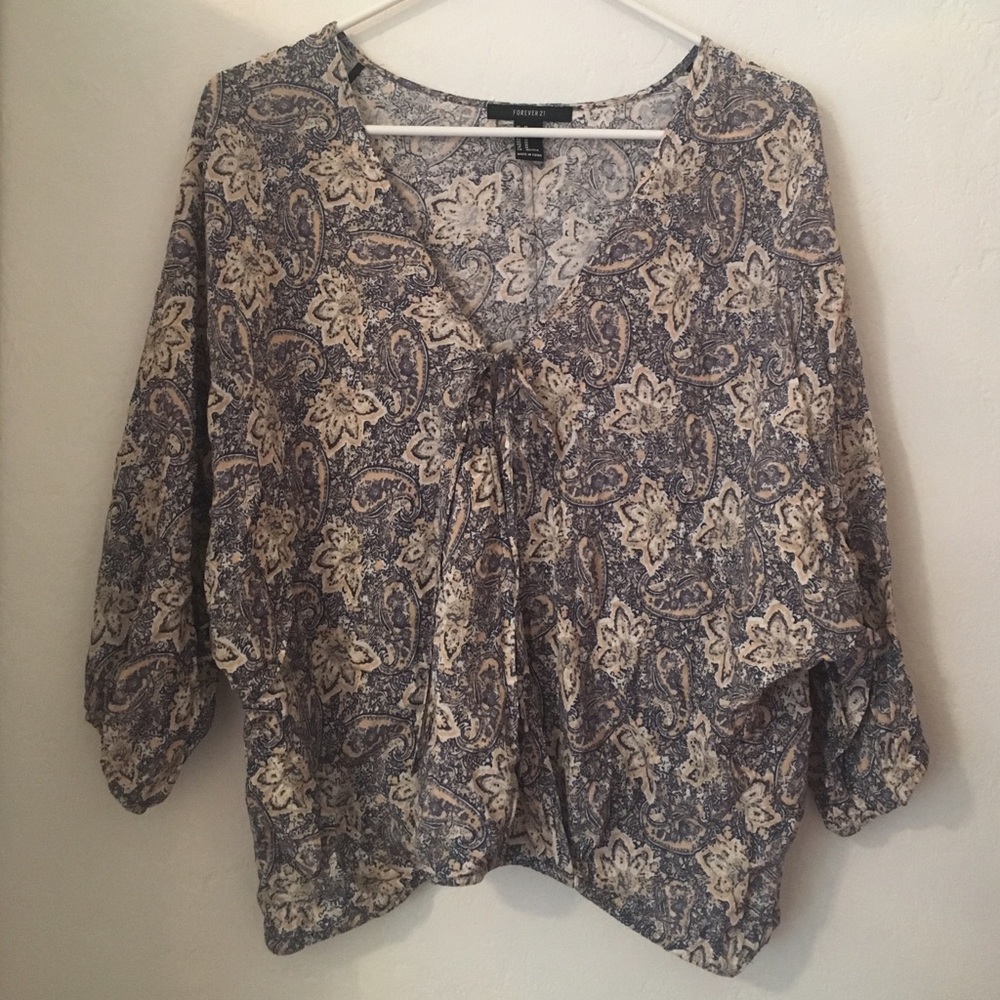 Floral print front-tie top, Forever 21