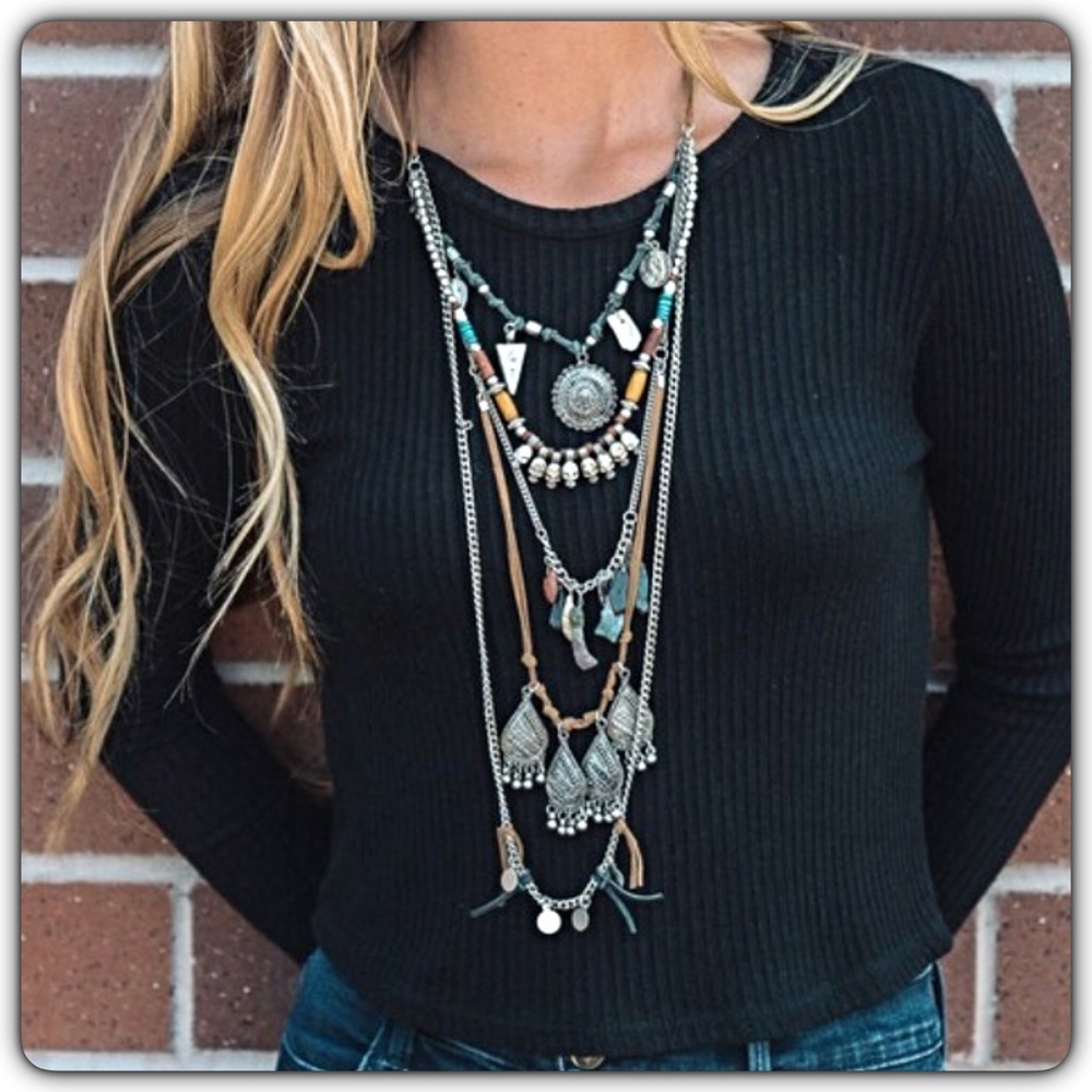 ‼️SALE Boho Festival Layered Statement Necklace - Picture 2 of 8