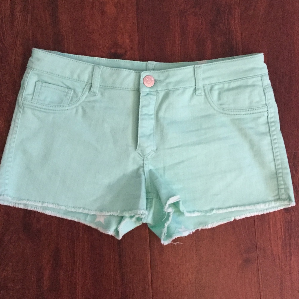 Reversible two in one shorts  mint and star print