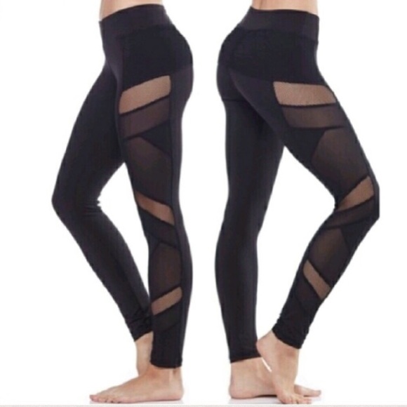 Mesh Panel YOGA LEGGINGS Black PANT - Picture 5 of 6