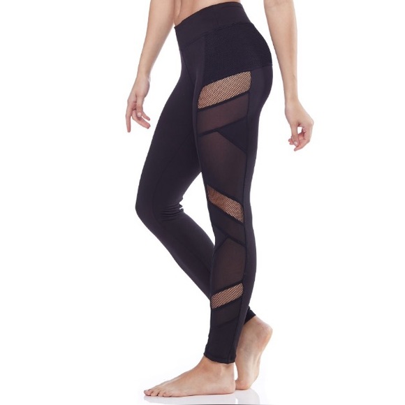 Mesh Panel YOGA LEGGINGS Black PANT - Picture 4 of 6