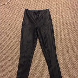 Topshop black leather skinny pants