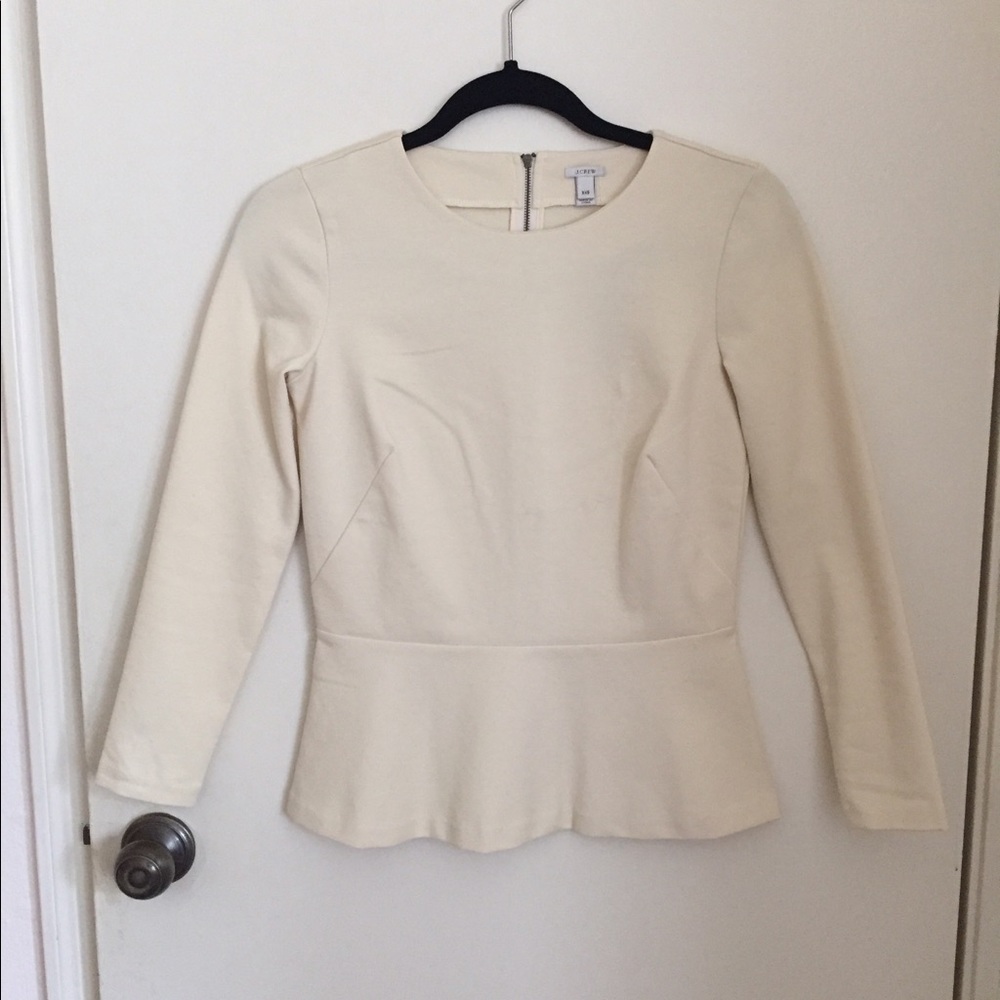 J. Crew Cream Peplum Top