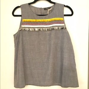 THML Chambray Tank with Front Detail