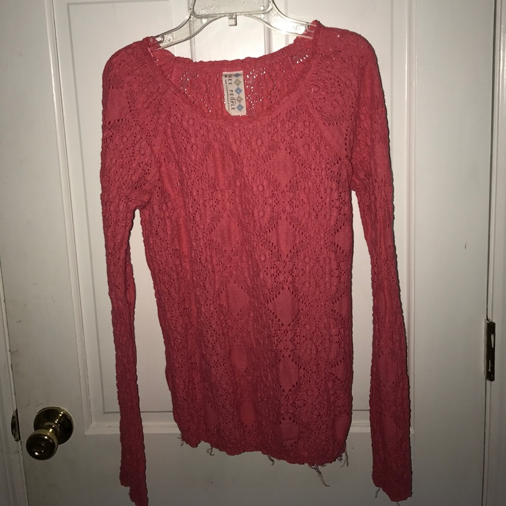 FREE PEOPLE pink medallion floral long sleeve