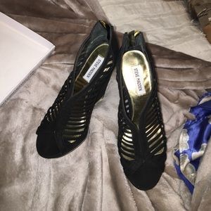 Steve Madden Wedges, Black and Gold Wedges
