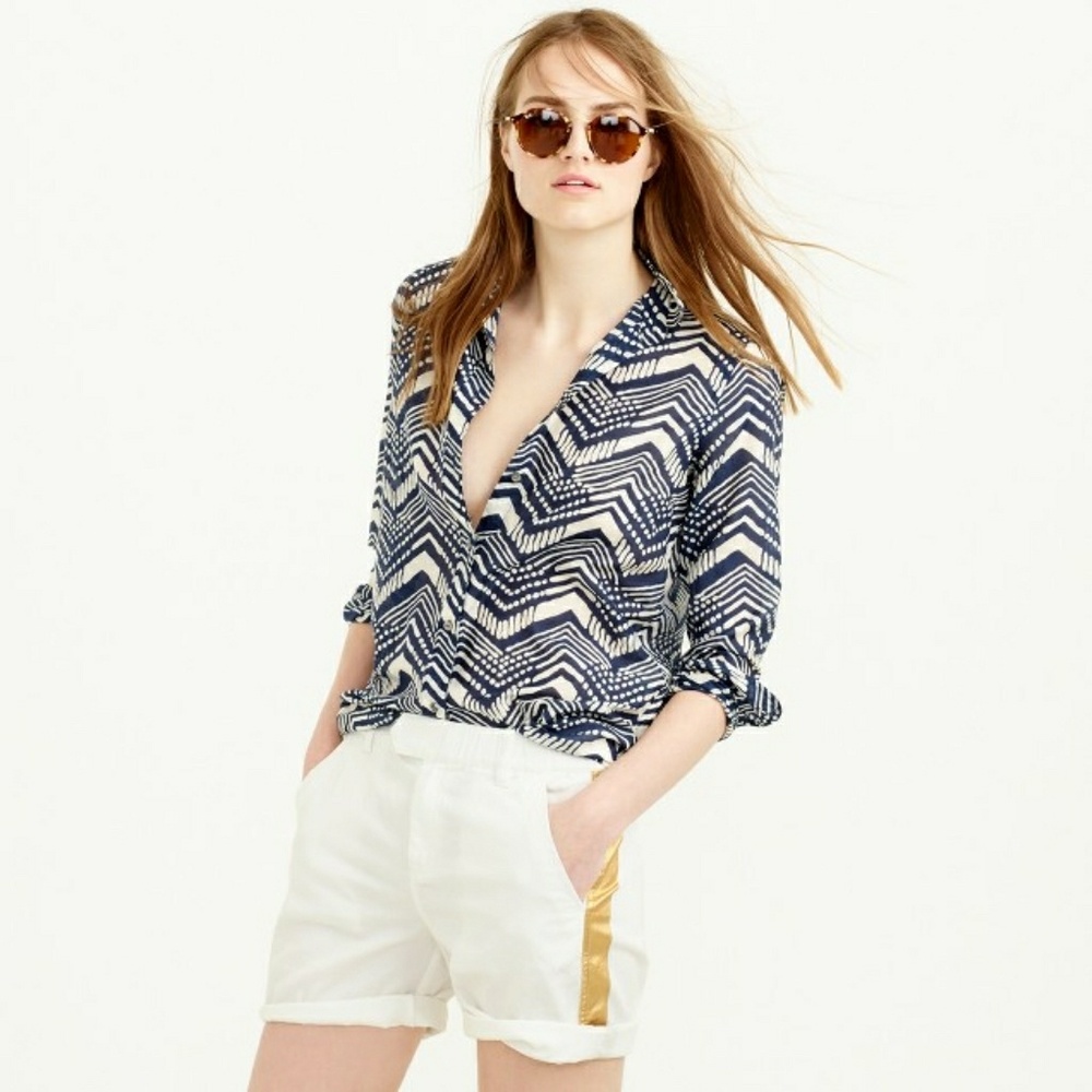 NWT J. Crew gold foil cotton shorts