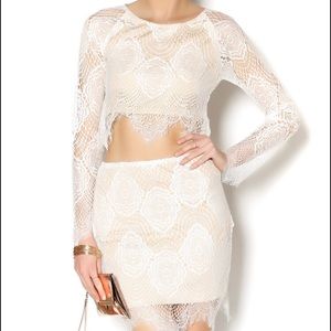 Luxxel White Lace Two Piece Dress Sz Sm