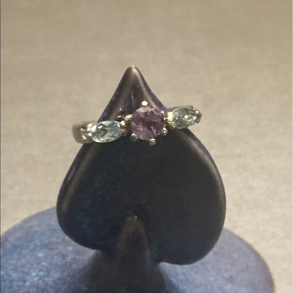 Sterling Amethyst & Aquamarine Ring