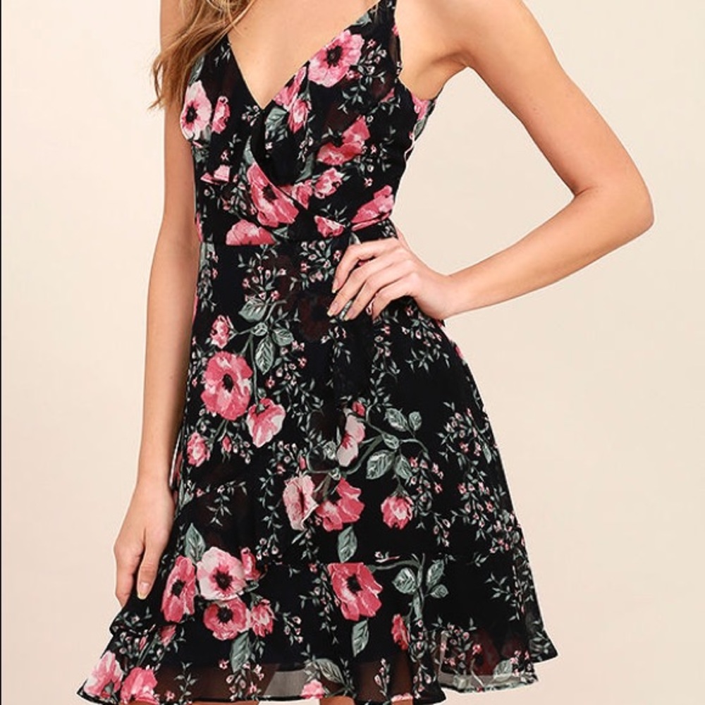 Black Swan Laura black skater dress floral
