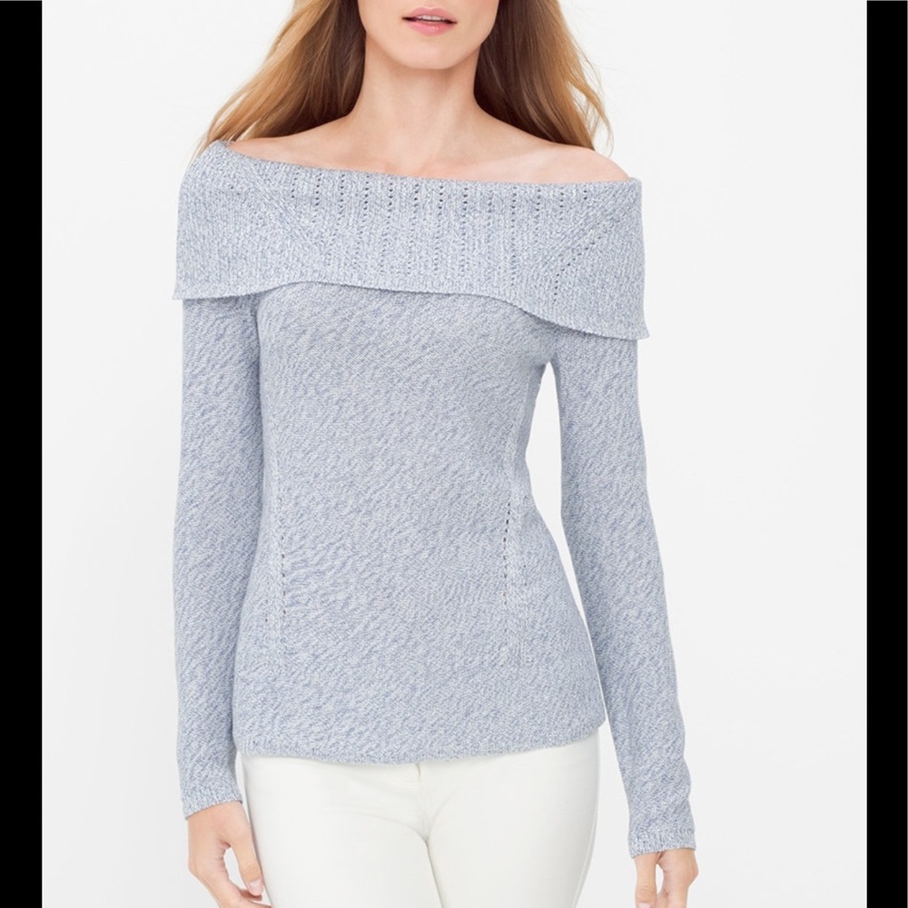 Off The Shoulder Sweater WHBM Marled Shine NWT