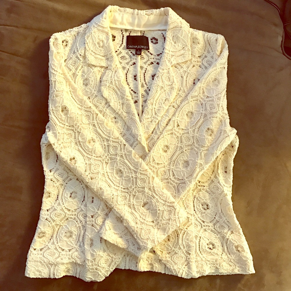 Cynthia Rowley White Lace Blazer