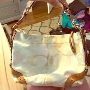 White Signature C Coach Bag