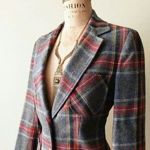 Vintage plaid wool blazer