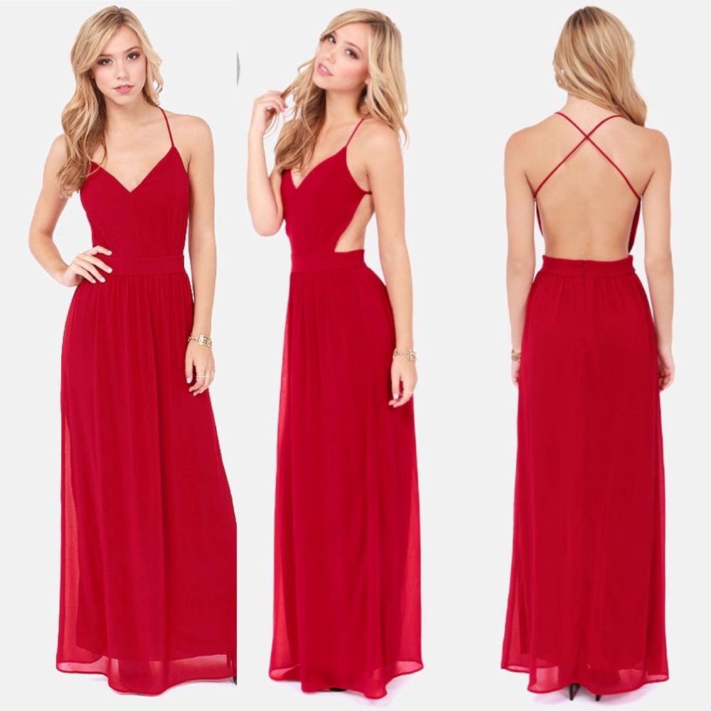 Backless Red Maxi Dress