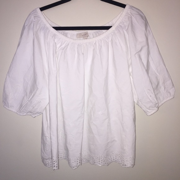 DONATED ⏰✨HP✨ NWT Off-The-Shoulder, White Loft Top - Picture 3 of 7