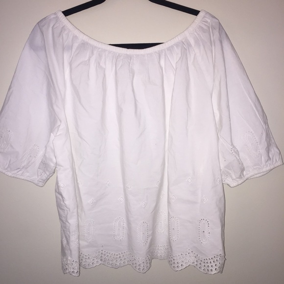 DONATED ⏰✨HP✨ NWT Off-The-Shoulder, White Loft Top - Picture 4 of 7
