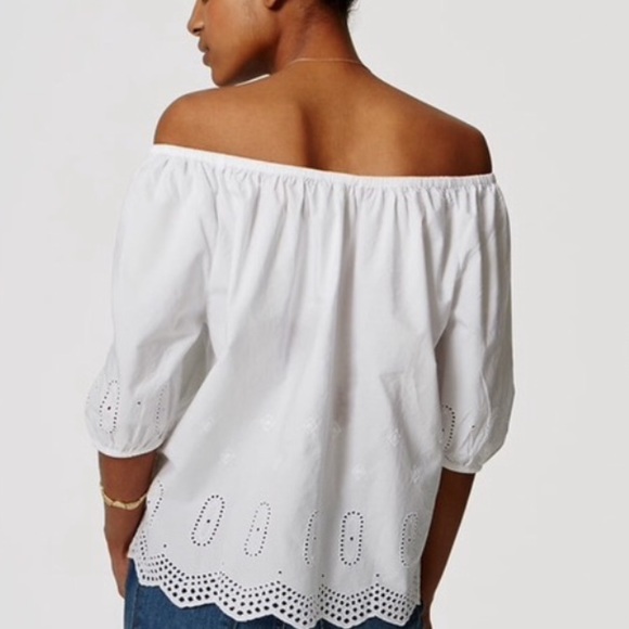 DONATED ⏰✨HP✨ NWT Off-The-Shoulder, White Loft Top - Picture 2 of 7