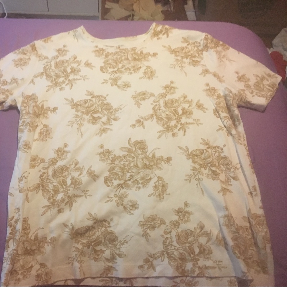 White And Gold Floral T-Shirt
