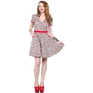 Sourpuss red white black Gingham Hellbilly dress