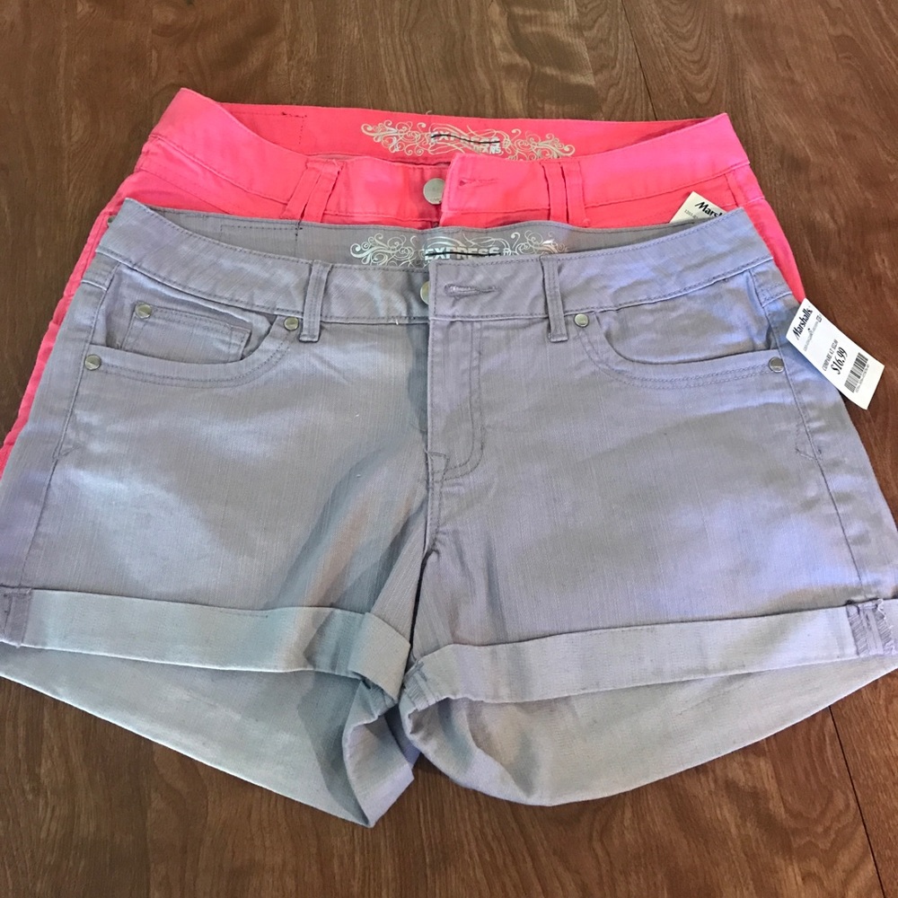 2 pairs of Express Jeans Shorts grey and pink
