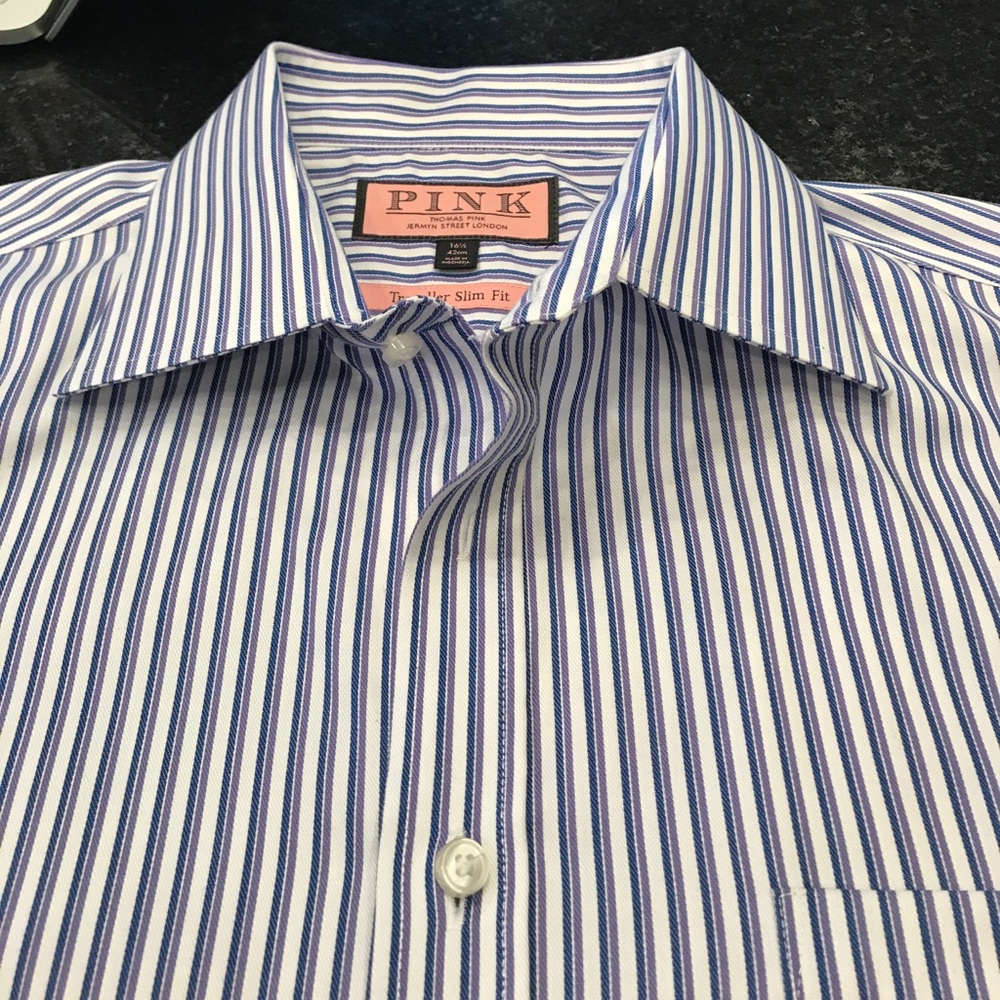 Thos. Pink slim fit dress shirt