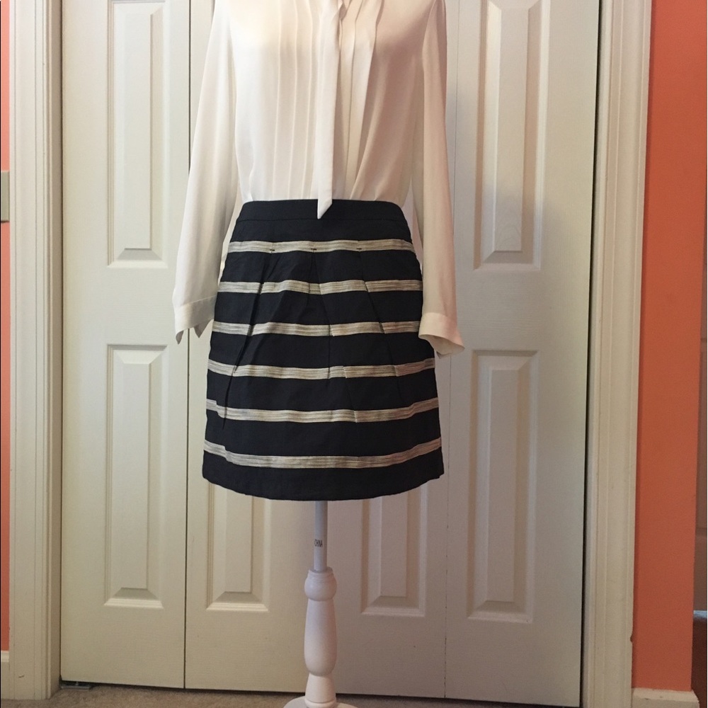 Navy and Beige Stripe Skirt