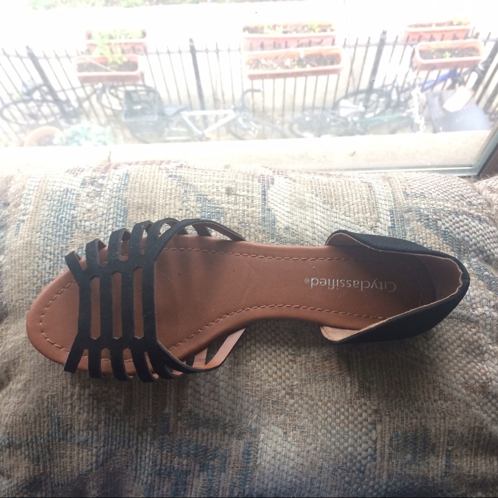 Black Caged Cutout Flats