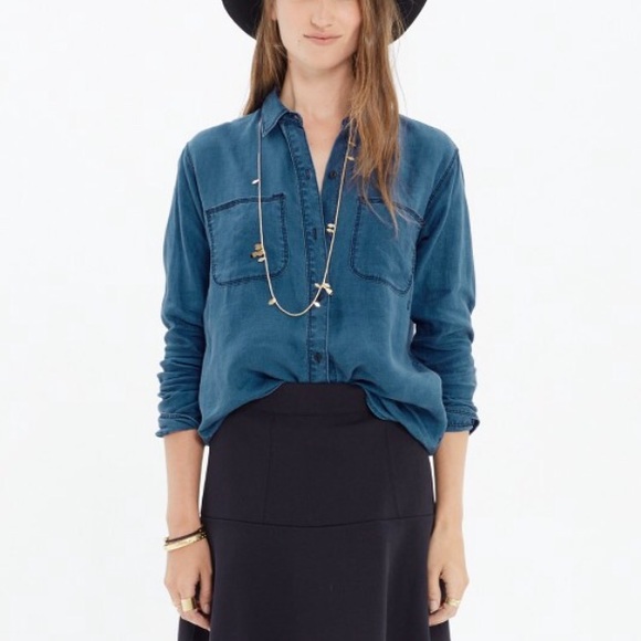 Madewell Tops - Indigo linen ex-boyfriend shirt