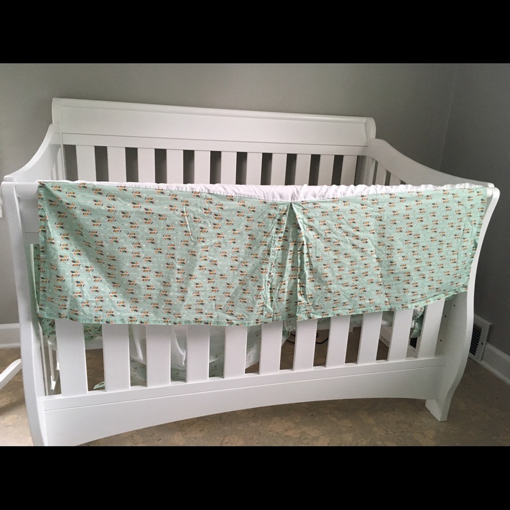 Custom Mint blue Arrows crib skirt