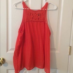 Peachy red old navy tank top with a lace top!