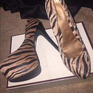 Stripe Super High Platform Heels! Never Worn!