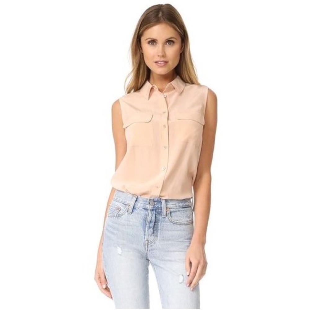 NWT Equipment Slim Signature Blouse Nude S