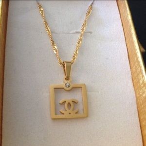 Chanel style earrings and necklace gold plated