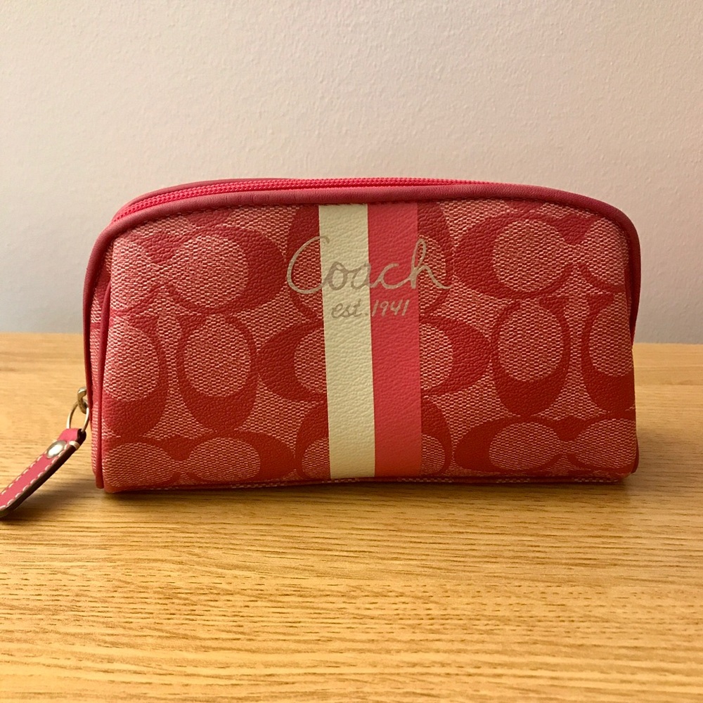 Coach Signature Pink Cosmetic Case Makeup Bag