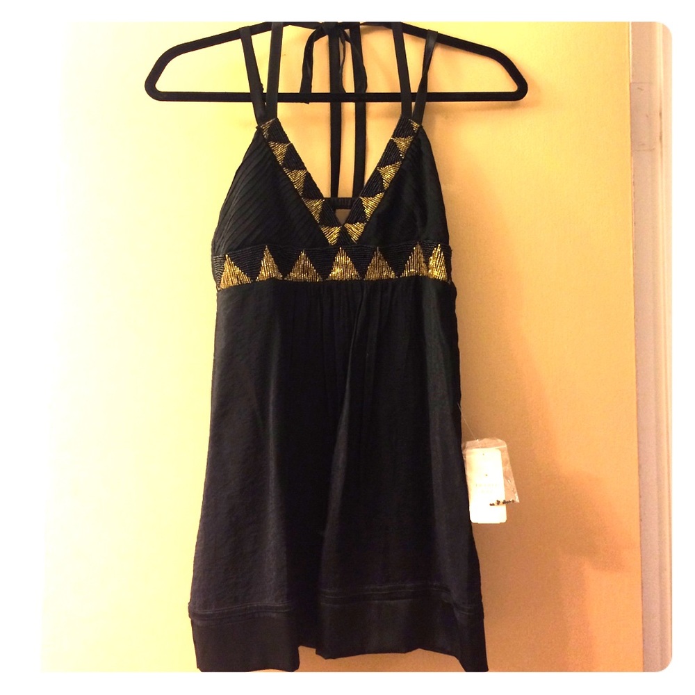 Black tank with beaded detail