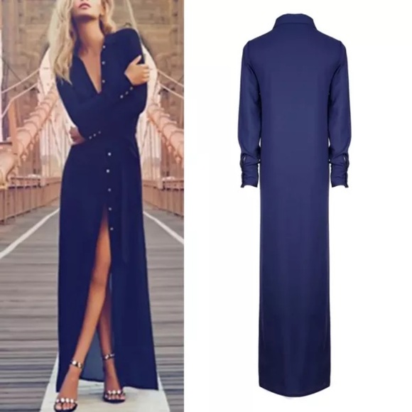 Dresses & Skirts - Navy Blue Button Up Dress