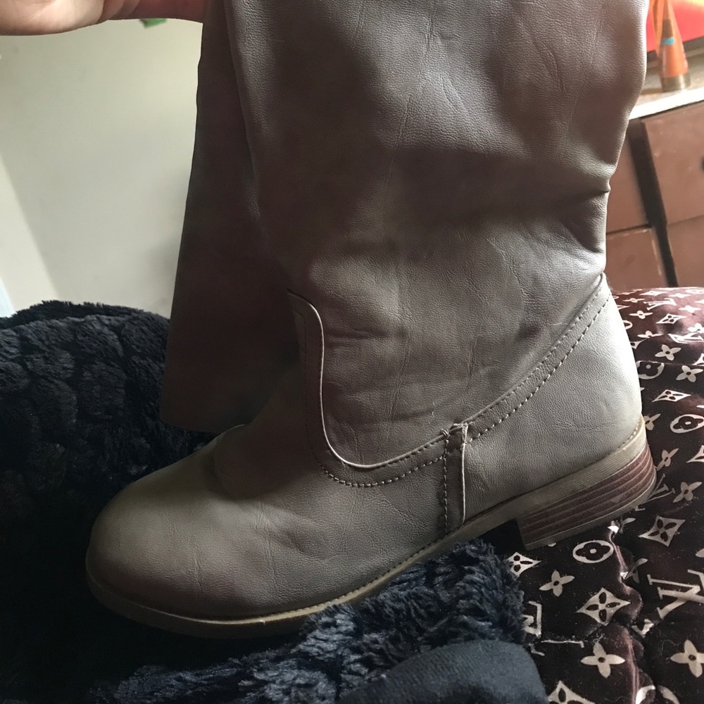 Tan knee high boots