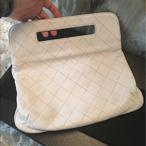 SOLD Chanel Lambskin Cream Fold Over Clutch Bag - Picture 6 of 8