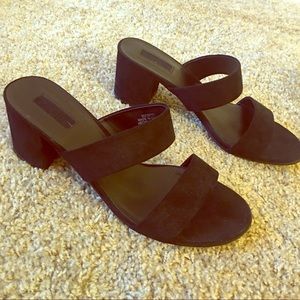 Two Strap Block Heel Mules