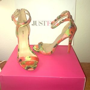 Size 7 "Rochelle" colorful strappy heels Just Fab