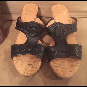 Jack Rogers Black Wedge Sandals