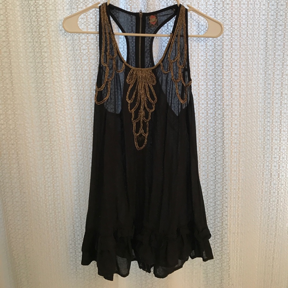 Free People Black Gold Beaded Razerback