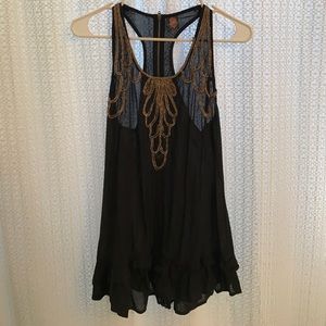 Free People Black Gold Beaded Razerback