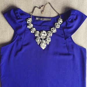 ZARA cobalt blue sleeveless blouse